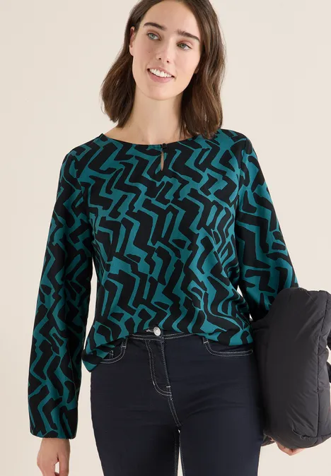 Bluse mit Grafikmuster dark sea green