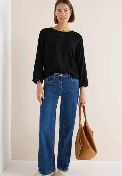 Bluse in Unifarbe Black Bluse in Unifarbe Black