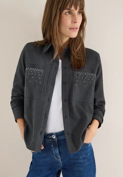 Flanellen blouse met studs null