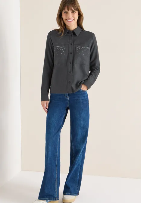Flanellen blouse met studs null