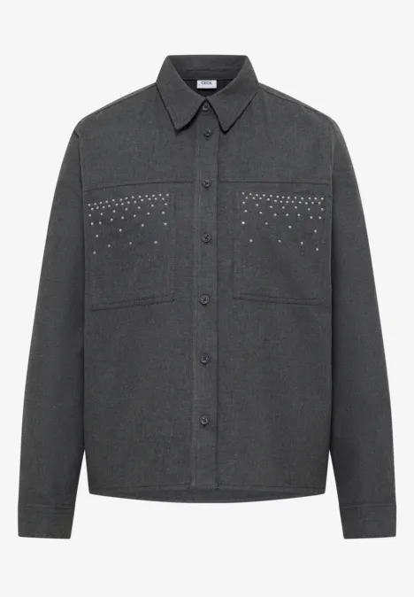 Flanellen blouse met studs null