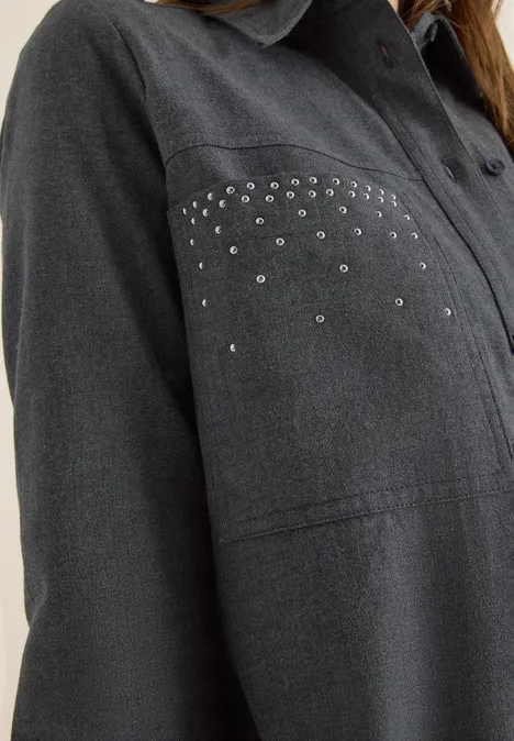 Flanellen blouse met studs null