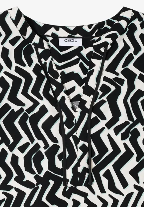 Print-Bluse mit Tape light greige