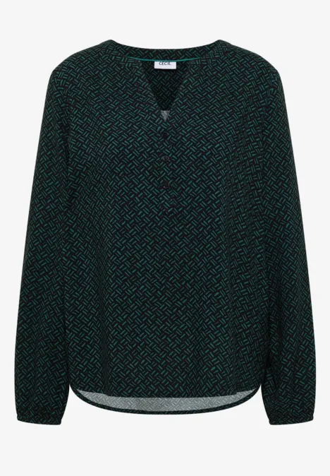 Gemusterte Bluse dark sea green