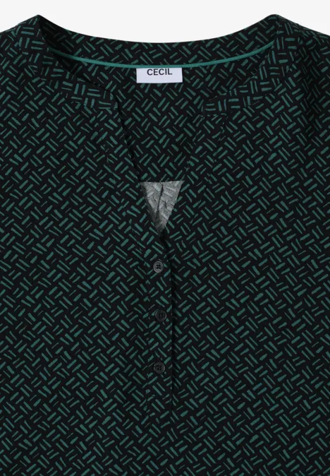 Gemusterte Bluse dark sea green