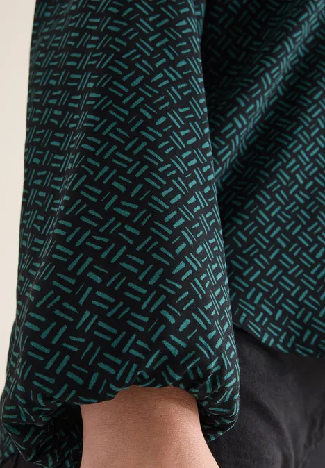 Gemusterte Bluse dark sea green