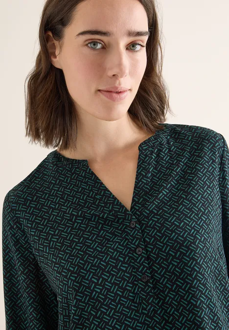 Gemusterte Bluse dark sea green