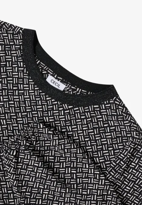 Print-Bluse mit Glitzer light greige