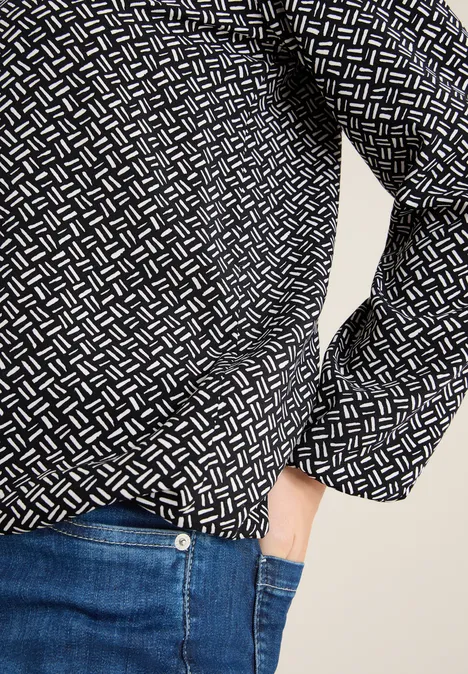 Print-Bluse mit Glitzer light greige