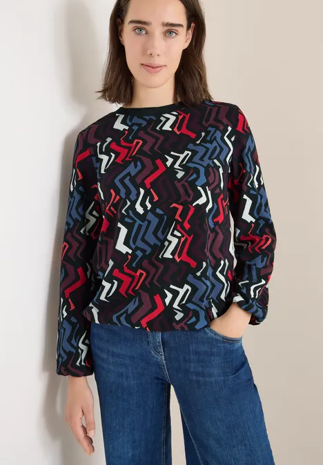 Print-Bluse black multi