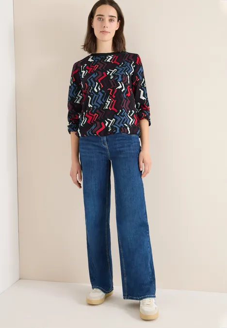 Print-Bluse black multi