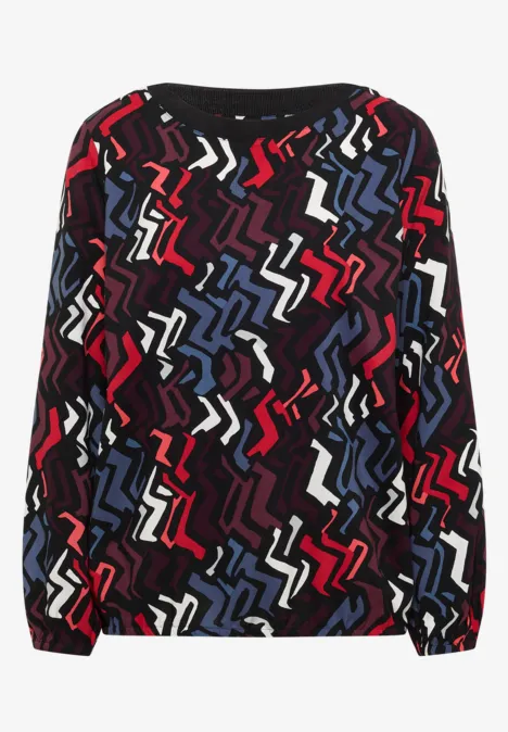 Print-Bluse black multi