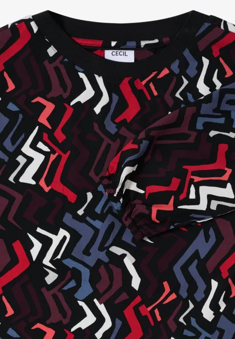 Print-Bluse black multi