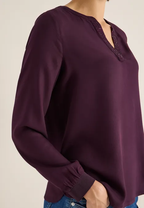 Bluse mit Glitzerdetails eggplant red