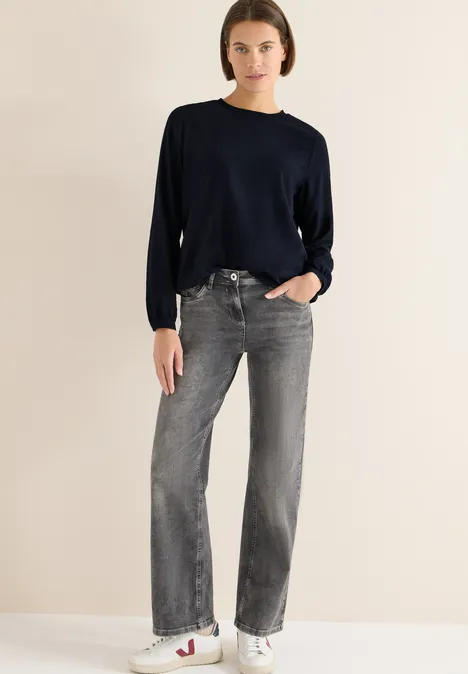 Blouse met gesmockte halslijn universal blue