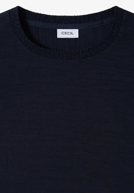 Blouse met gesmockte halslijn universal blue