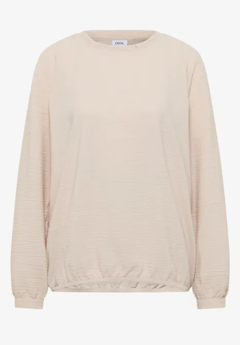 Bluzka koszulowa z dekoltem typu smock pearl beige Bluzka koszulowa z dekoltem typu smock pearl beige