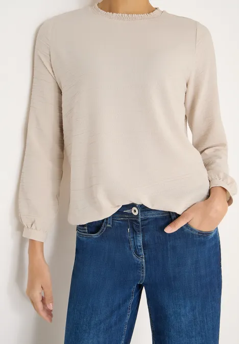 Bluzka koszulowa z dekoltem typu smock pearl beige Bluzka koszulowa z dekoltem typu smock pearl beige