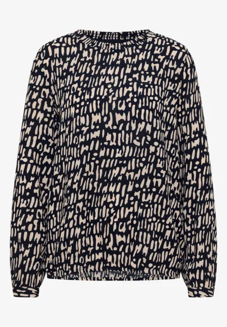 Blouse met gesmockte halslijn universal blue