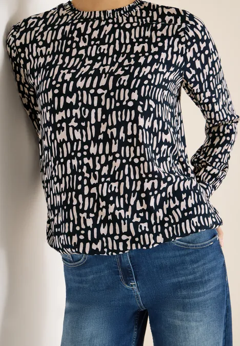 Blouse met gesmockte halslijn universal blue