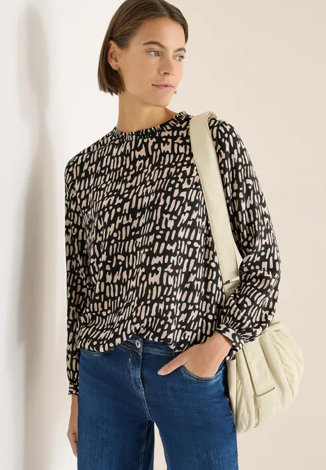 Blouse met gesmockte halslijn null