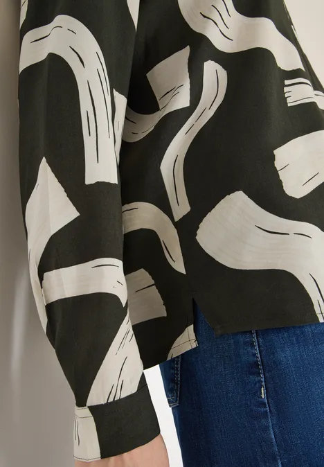 Gedessineerde blouse met gespleten hals null