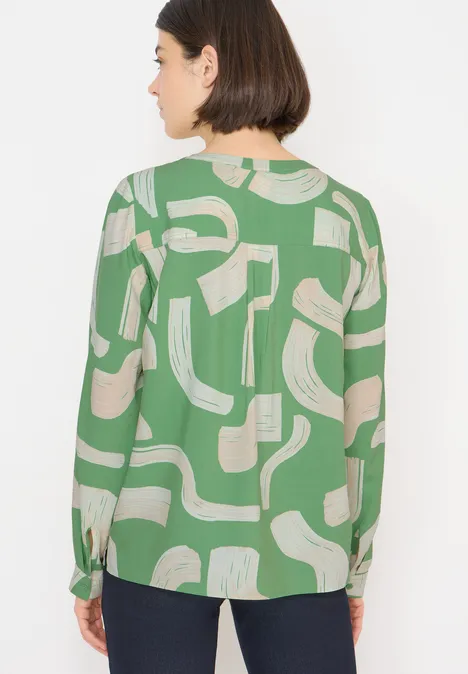 Gedessineerde blouse met gespleten hals null