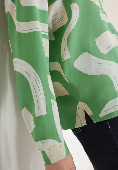 Gedessineerde blouse met gespleten hals null