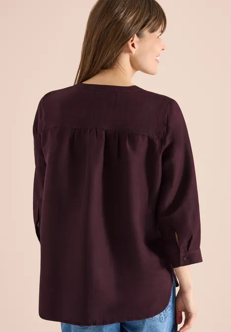 3/4 mouw blouse van linnenmix rich burgundy