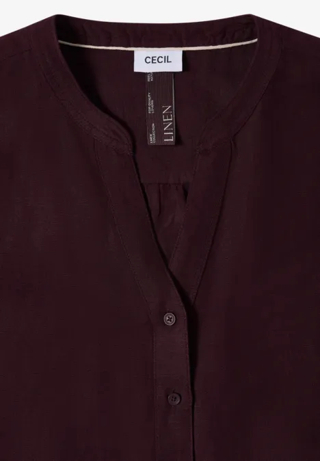 3/4 mouw blouse van linnenmix rich burgundy