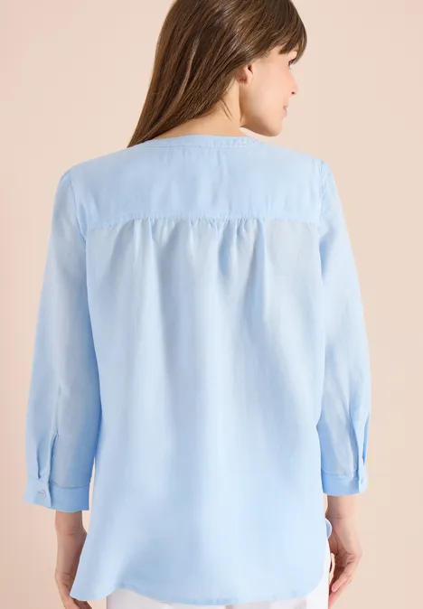3/4 mouw blouse van linnenmix fresh water blue