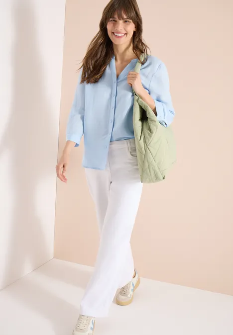 3/4 mouw blouse van linnenmix fresh water blue
