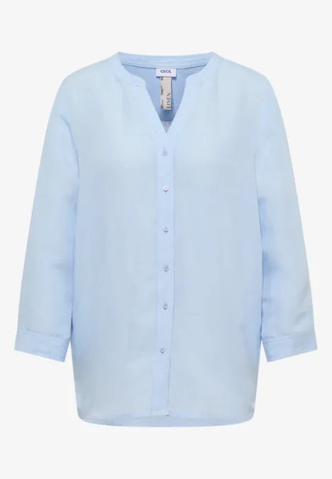 3/4 mouw blouse van linnenmix fresh water blue