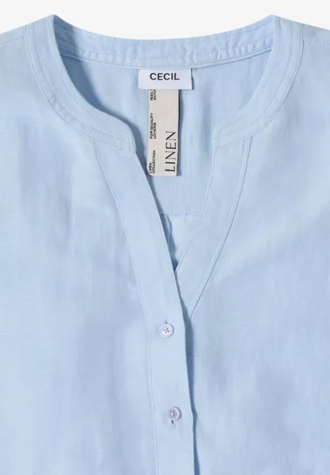3/4 mouw blouse van linnenmix fresh water blue