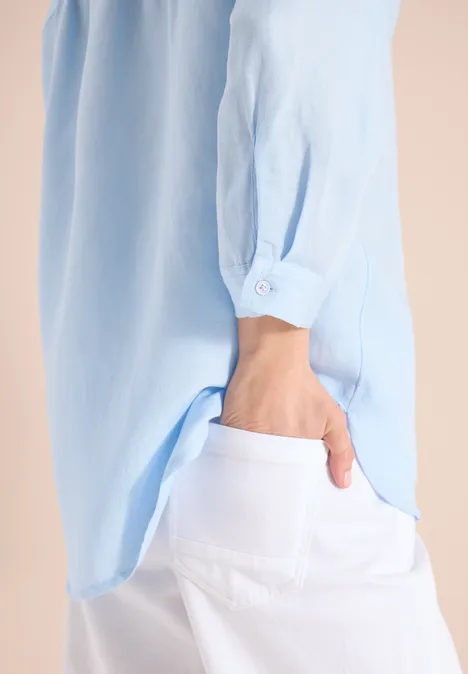 3/4 mouw blouse van linnenmix fresh water blue