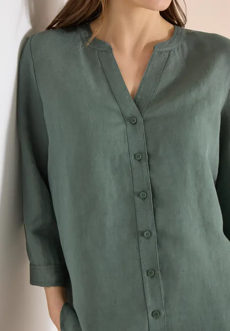 3/4 mouw blouse van linnenmix just khaki