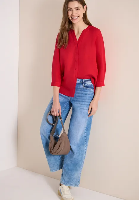 Chemisier à manches 3/4 en lin mélangé fresh red
