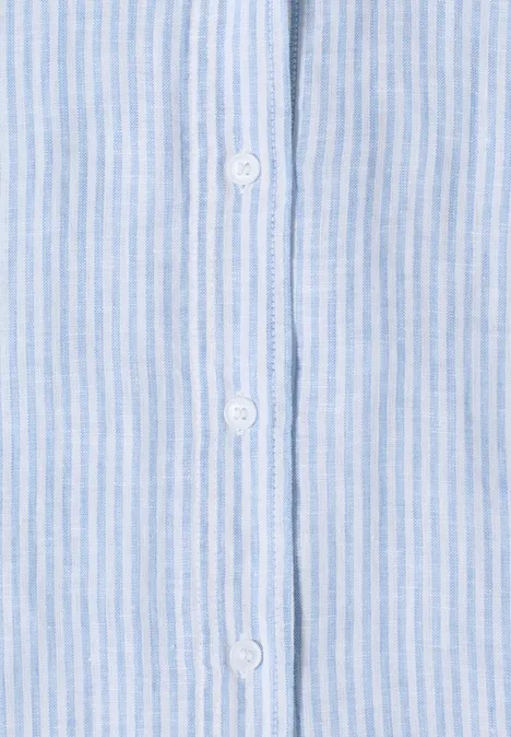 Blouse met korte mouwen van puur linnen blouse blue