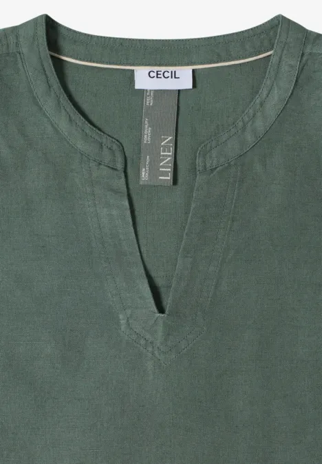 Grünes Leinen-Oberteil mit V-Ausschnitt von CECIL.