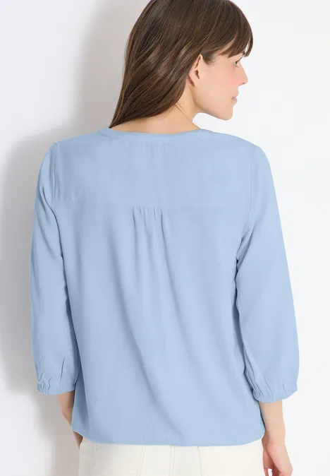 3/4-Arm Bluse mit Split Neck light sky blue 3/4-Arm Bluse mit Split Neck light sky blue