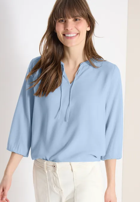 3/4-Arm Bluse mit Split Neck light sky blue 3/4-Arm Bluse mit Split Neck light sky blue