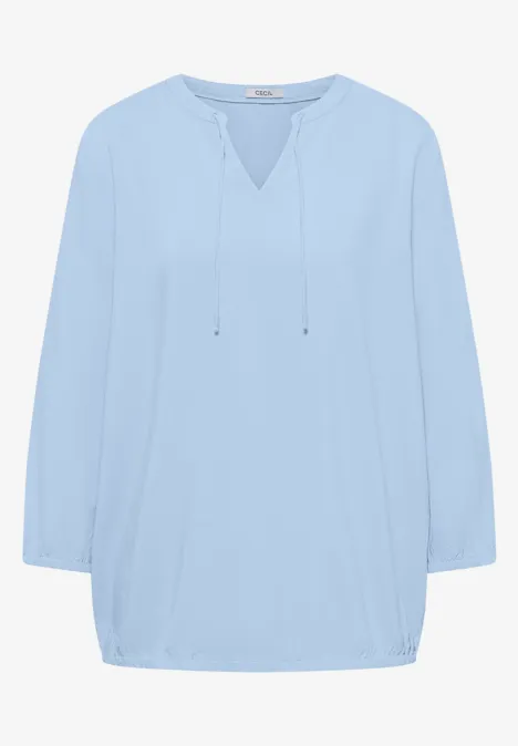 3/4-Arm Bluse mit Split Neck light sky blue 3/4-Arm Bluse mit Split Neck light sky blue