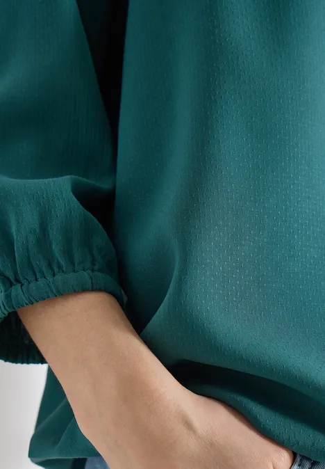 Chemisier à manches 3/4 avec col fendu jungle green