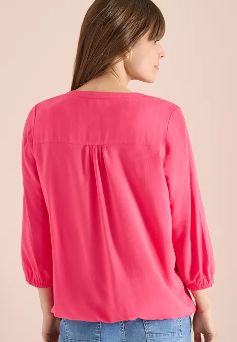 3/4-mouwen blouse met gespleten hals geranium red