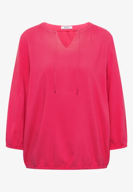 3/4-mouwen blouse met gespleten hals geranium red