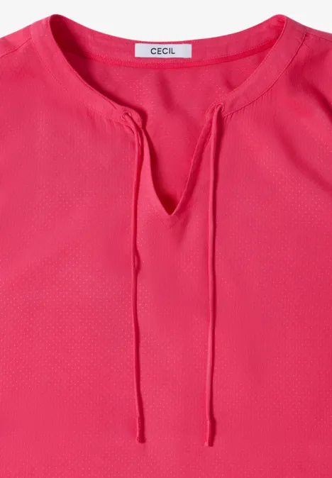 3/4-mouwen blouse met gespleten hals geranium red