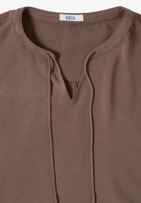 3/4-mouwen blouse met gespleten hals urban taupe 3/4-mouwen blouse met gespleten hals urban taupe