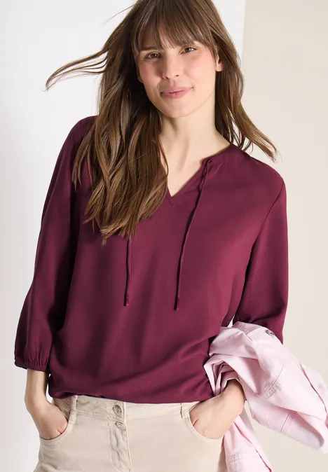 3/4-Arm Bluse mit Split Neck sweet grape red 3/4-Arm Bluse mit Split Neck sweet grape red