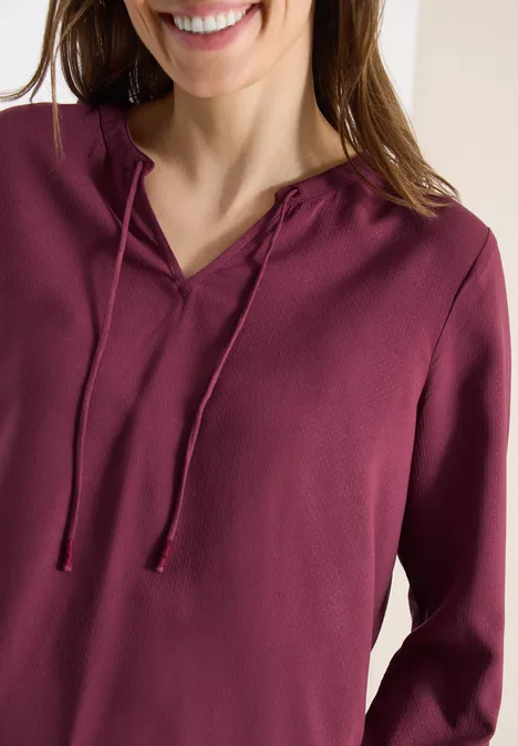 3/4-Arm Bluse mit Split Neck sweet grape red 3/4-Arm Bluse mit Split Neck sweet grape red