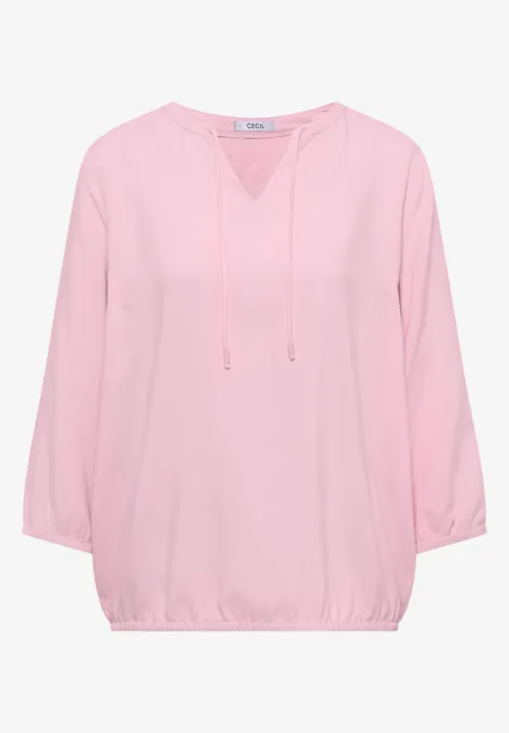 3/4-mouwen blouse met gespleten hals light blush rose
